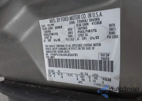 1999 Ford Expedition Eddie Bauer/Xlt from USA, damaged, VIN 1FMPU18L8XLB26781